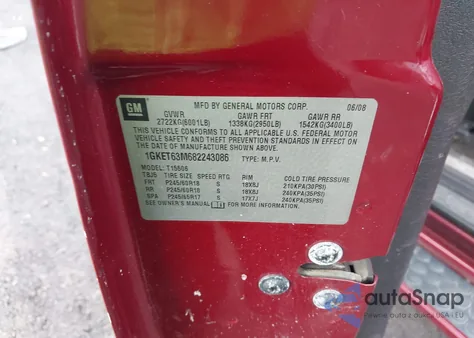 2008 GMC Envoy Denali z USA, uszkodzony, nr VIN 1GKET63M682243086